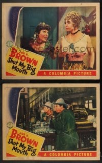 2r970 SHUT MY BIG MOUTH 2 LCs 1942 wacky cowboy Joe E. Brown in drag with pretty Adele Mara & more!
