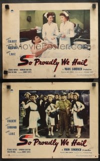 2r974 SO PROUDLY WE HAIL 2 LCs 1943 Claudette Colbert, Veronica Lake & Paulette Goddard in uniform!