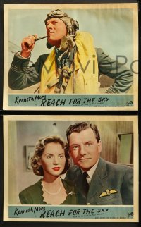 2r286 REACH FOR THE SKY 8 English LCs 1956 cool images of pilot Kenneth More, w/ Muriel Pavlow!