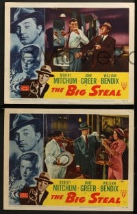 2r728 BIG STEAL 3 LCs 1949 Robert Mitchum, Jane Greer & William Bendix, Don Siegel noir!
