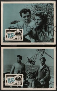 2r618 BLUE PETER 4 LCs 1957 Kieron Moore, Greta Gynt, it makes boys into men and men into heroes!