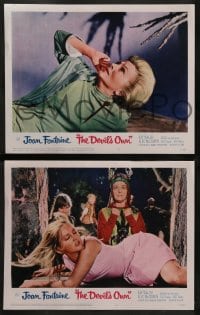 2r100 DEVIL'S OWN 8 LCs 1967 Hammer, one with great close up of terrified Joan Fontaine!