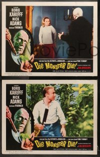 2r634 DIE, MONSTER, DIE 4 LCs 1965 AIP, border art of Boris Karloff, the ultimate in diabolism!