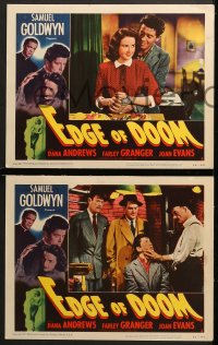 2r744 EDGE OF DOOM 3 LCs 1950 great images of Farley Granger, sexy Mala Powers!