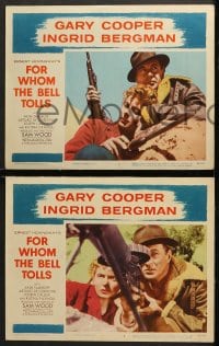 2r132 FOR WHOM THE BELL TOLLS 8 LCs R1957 Gary Cooper & Ingrid Bergman, Ernest Hemingway!