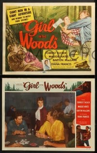 2r146 GIRL IN THE WOODS 8 LCs 1958 Forrest Tucker, Maggie Hayes, TC action art of fighting men!