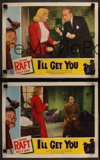 2r564 I'LL GET YOU 5 LCs 1953 border art of George Raft, sexy Sally Gray & gun in hand!