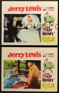 2r186 IT'S ONLY MONEY 8 LCs 1962 wacky private eye Jerry Lewis, cool border art!
