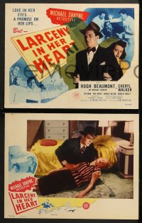 2r201 LARCENY IN HER HEART 8 LCs 1946 Hugh Beaumont as detective Michael Shayne, rare complete set!