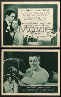 2r219 MAGNIFICENT OBSESSION 8 LCs R1947 great romantic images of Irene Dunne & Robert Taylor!