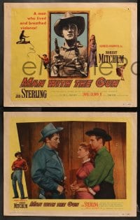 2r224 MAN WITH THE GUN 8 LCs 1955 Robert Mitchum as a man who lived & breathed violence!