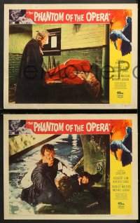2r789 PHANTOM OF THE OPERA 3 LCs 1962 Hammer horror, Herbert Lom as Gaston Leroux's disfigured man!