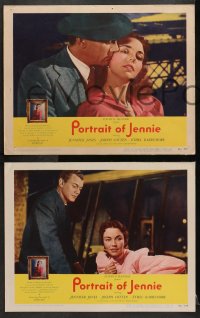 2r791 PORTRAIT OF JENNIE 3 LCs 1949 Joseph Cotten, who loves beautiful ghost Jennifer Jones!