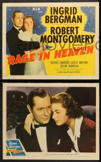 2r285 RAGE IN HEAVEN 8 LCs R1946 great images of Ingrid Bergman, Robert Montgomery & George Sanders!