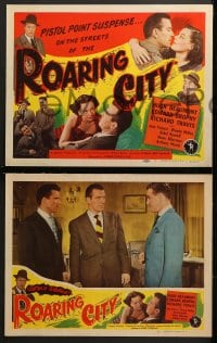 2r294 ROARING CITY 8 LCs 1951 Hugh Beaumont film noir, Satan's sidekick, rare complete set!