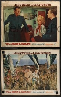 2r694 SEA CHASE 4 LCs 1955 John Wayne, sexiest Lana Turner, Qualen, Tab Hunter, World War II!