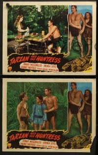 2r704 TARZAN & THE HUNTRESS 4 LCs 1947 Prince Ozra between Johnny Weissmuller & Johnny Sheffield!
