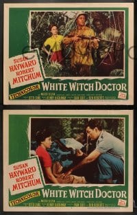 2r713 WHITE WITCH DOCTOR 4 LCs 1953 Susan Hayward & Robert Mitchum in African jungle!