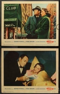 2r835 WRONG MAN 3 LCs 1957 Alfred Hitchcock, great images of Henry Fonda and gorgeous Vera Miles!