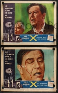 2r386 X: THE MAN WITH THE X-RAY EYES 8 LCs 1963 Ray Milland, AIP, it strips souls as bare as bodies!