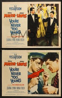 2r388 YOU'RE NEVER TOO YOUNG 8 LCs 1955 great images of cool Dean Martin & wacky Jerry Lewis!