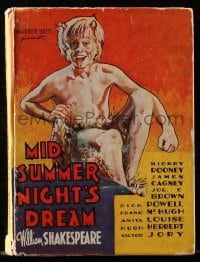 2s581 MIDSUMMER NIGHT'S DREAM movie edition hardcover book 1935 cover art of Mickey Rooney as Puck!