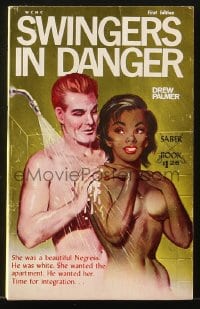 2s924 SWINGERS IN DANGER paperback book 1968 sexy Negress & white guy find time for integration!