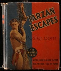 2s605 TARZAN ESCAPES Big Little Book hardcover book 1936 Edgar Rice Burroughs story w/movie images!