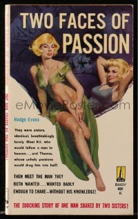 2s927 TWO FACES OF PASSION paperback book 1961 one man shared by sexy identical twin sisters!