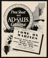 2s072 COME ON MARINES English pressbook 1934 Richard Arlen, Ida Lupino, Roscoe Karns, rare!