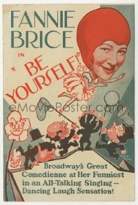 2s099 BE YOURSELF herald 1930 Jewish singer Fanny Brice, boxer Robert Armstrong, Gruelle art!
