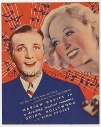 2s168 GOING HOLLYWOOD die-cut herald 1933 great images of Bing Crosby & pretty Marion Davies!