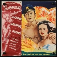 2s185 HURRICANE herald 1937 sexy Dorothy Lamour in sarong, Jon Hall, directed by John Ford!
