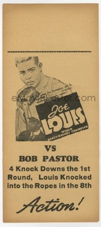2s192 JOE LOUIS VS BOB PASTOR herald 1939 boxing match, the world heavyweight champion, cool!