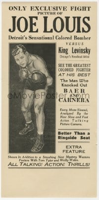 2s193 JOE LOUIS VS KING LEVINSKY herald 1935 boxing, art of Detroit's Sensational Colored Bomber!