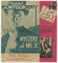 2s225 MYSTERY OF MR X herald 1934 Robert Montgomery, Elizabeth Allan, mystery comedy, very rare!
