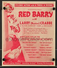 2s253 RED BARRY herald 1938 Buster Crabbe as Red Barry in 13 hair-raising chapters, serial!