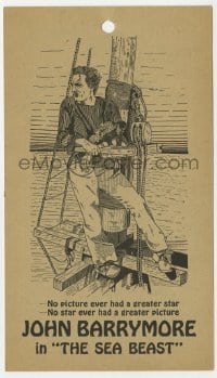 2s271 SEA BEAST herald 1926 different art of John Barrymore as Captain Ahab, Melville's Moby Dick!