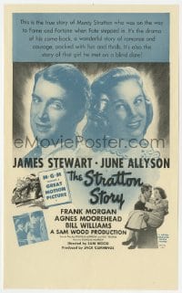 2s290 STRATTON STORY herald 1949 Jimmy Stewart as baseball legend, pretty June Allyson!
