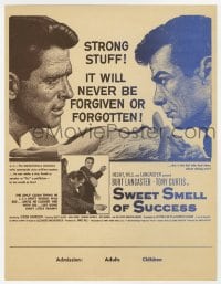 2s293 SWEET SMELL OF SUCCESS herald 1957 Burt Lancaster as Hunsecker, Tony Curtis as Sidney Falco!