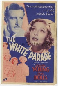 2s311 WHITE PARADE herald 1934 Loretta Young is a beautiful nurse in love with John Boles!