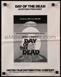 2s657 DAY OF THE DEAD pressbook 1985 George Romero's Night of the Living Dead zombie horror sequel!