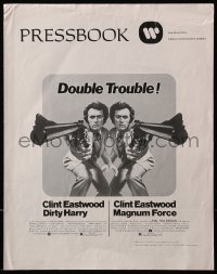 2s663 DIRTY HARRY/MAGNUM FORCE pressbook 1975 cool mirror image of Clint Eastwood, double trouble!