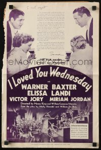 2s698 I LOVED YOU WEDNESDAY pressbook 1933 great images of Warner Baxter & pretty Elissa Landi!