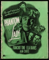 2s749 PHANTOM LADY pressbook 1944 Franchot Tone, Ella Raines, written by Cornell Woolrich, rare!