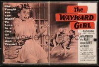 2s813 WAYWARD GIRL pressbook 1957 great artwork of bad girl in nightie & fighting in prison!