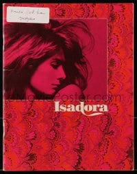 2s970 LOVES OF ISADORA souvenir program book 1969 Vanessa Redgrave in the title role, James Fox