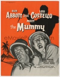 2s018 ABBOTT & COSTELLO MEET THE MUMMY English trade ad 1955 art of Bud & Lou w/monster silhouette!