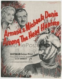 2s020 AMONG THE HEAD HUNTERS English trade ad 1956 art of Armand Denis & wife + New Guinea native!