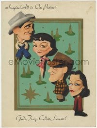 2s321 BOOM TOWN trade ad 1940 art of Spencer Tracy, Gable, Colbert & Hedy Lamarr by Kapralik!